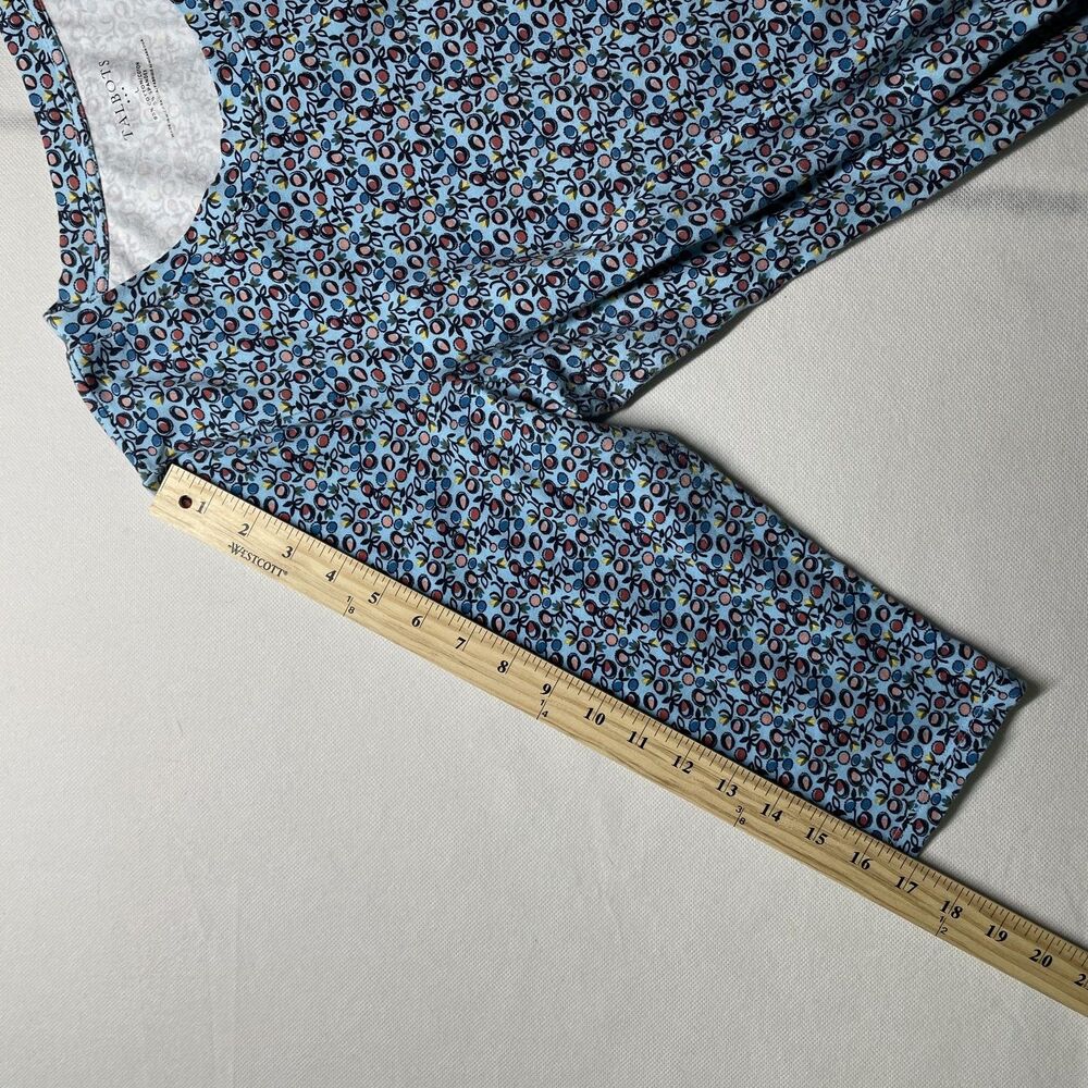 Talbots Womens Knit Top 3/4 Sleeve Floral Blue Pink Cotton Size L - Picture 5 of 7